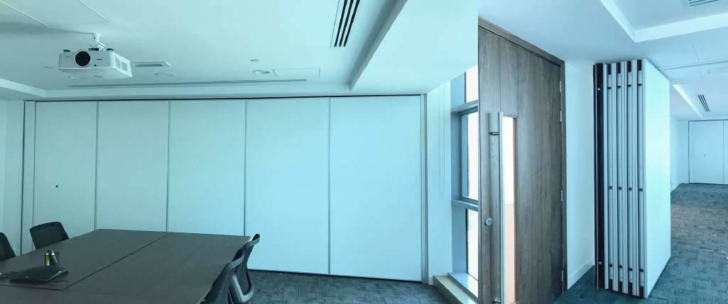 Acoustic Folding Stacking Walls Automatic System in Dubai - GlazTech